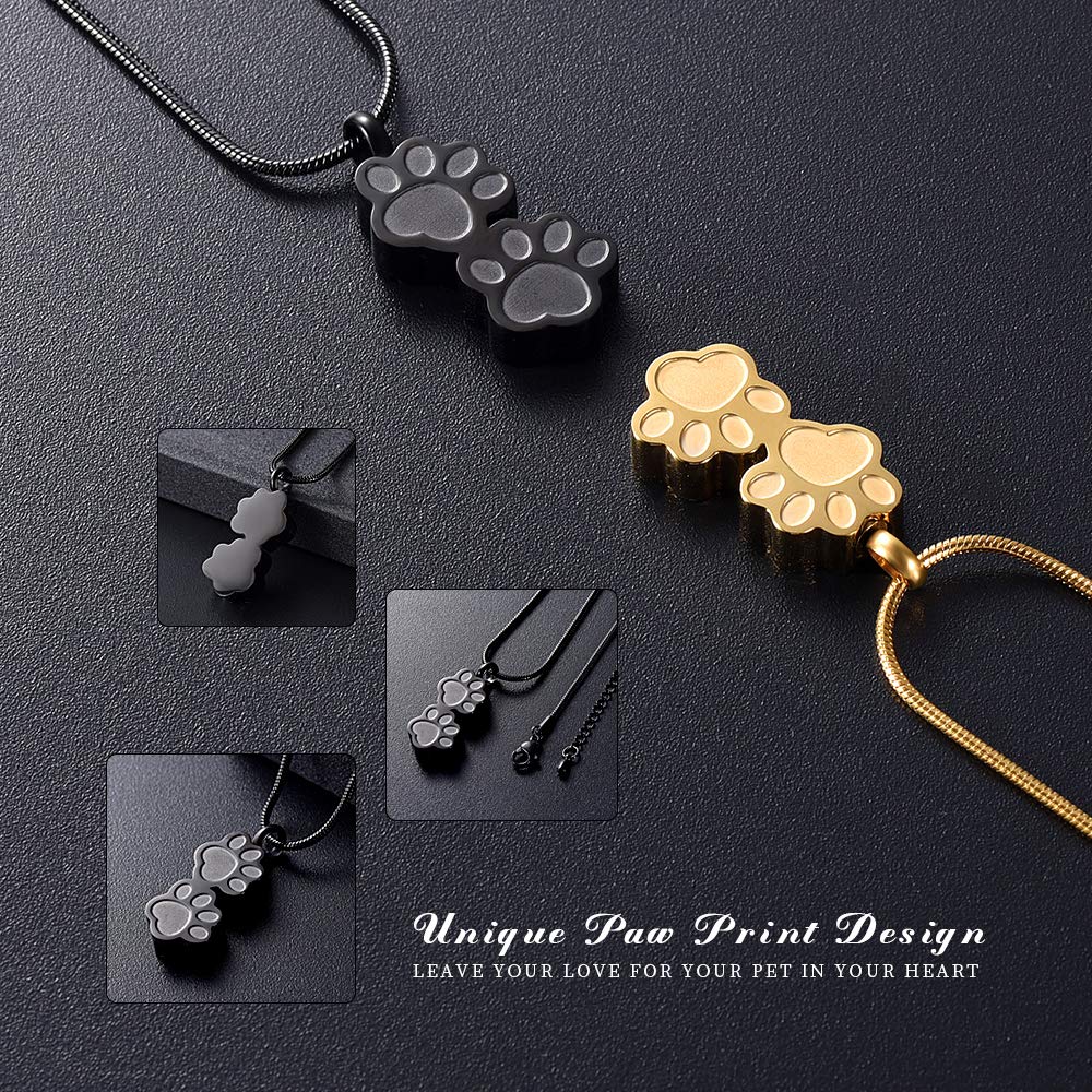 Pet Urns For Dogs/Cats - Pet Urn - Pet Ashes Necklace - Paw Print Urn Necklace With Mini Keepsake Urn Memorial Ash Jewelry